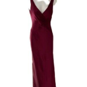 Jones New York Evening Red Satin V-Neck Halter Maxi Dress Size 6 NWOT